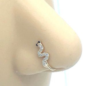 CZ Snake 24 KT Gold Plated Nose Cuff Fake Nose Rings No Piercing Jewelry